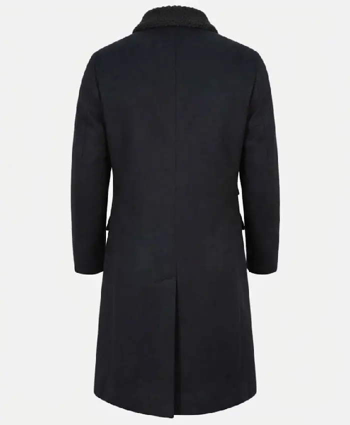 Men's 1920s Inspired Black Wool Overcoat