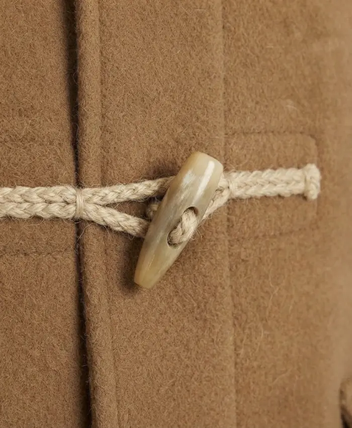 Mens Camel Brown Hooded Duffle Wool Coat