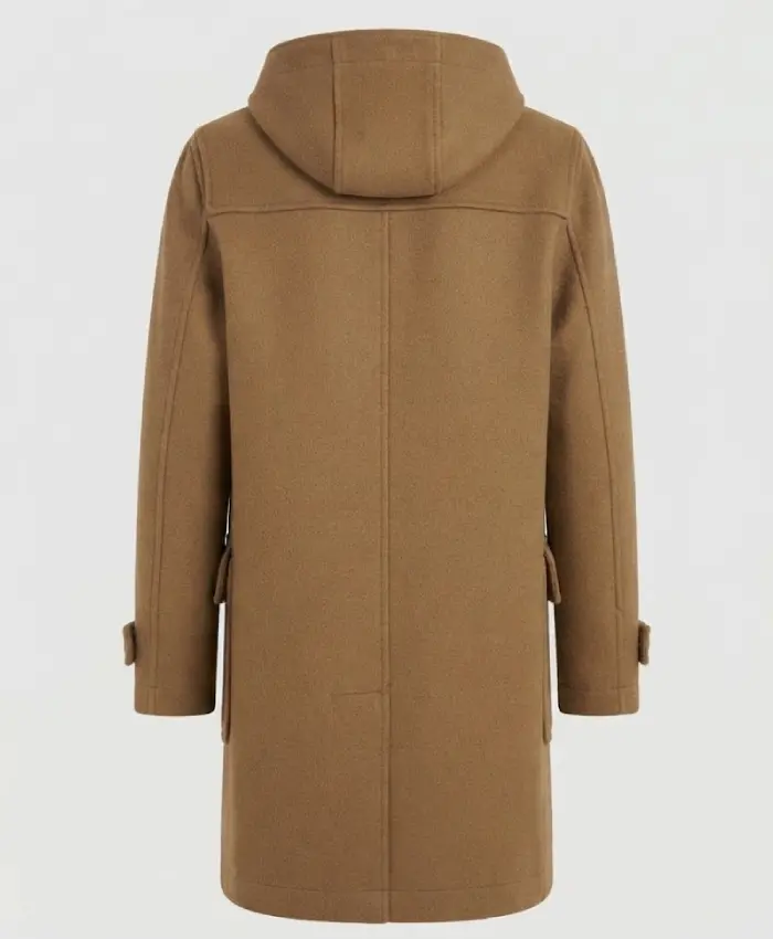 Mens Camel Brown Hooded Duffle Wool Coat