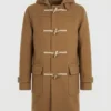 Mens Camel Brown Hooded Duffle Wool Coat