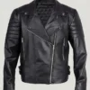 Women Biker Style Black Leather Jacket