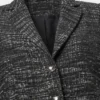 Women's Black Tweed Two Button Wool Blazer Jacket