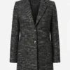 Women's Black Tweed Two Button Wool Blazer Jacket