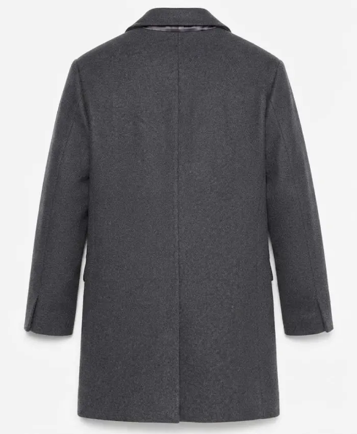 Armando Men's Grey Mid Length Wool Overcoat