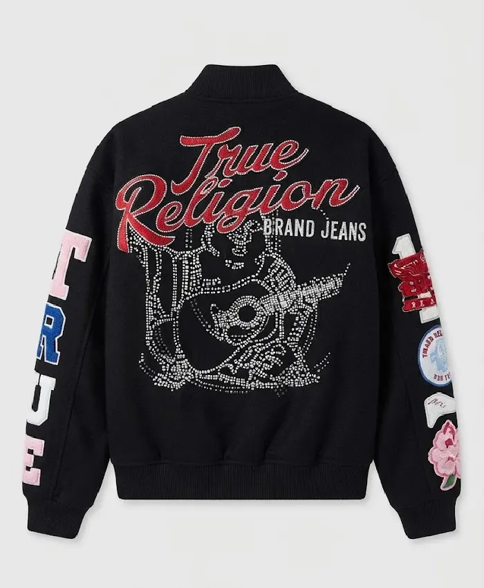 True Religion Embroidered Varsity Girlfriend Jacket