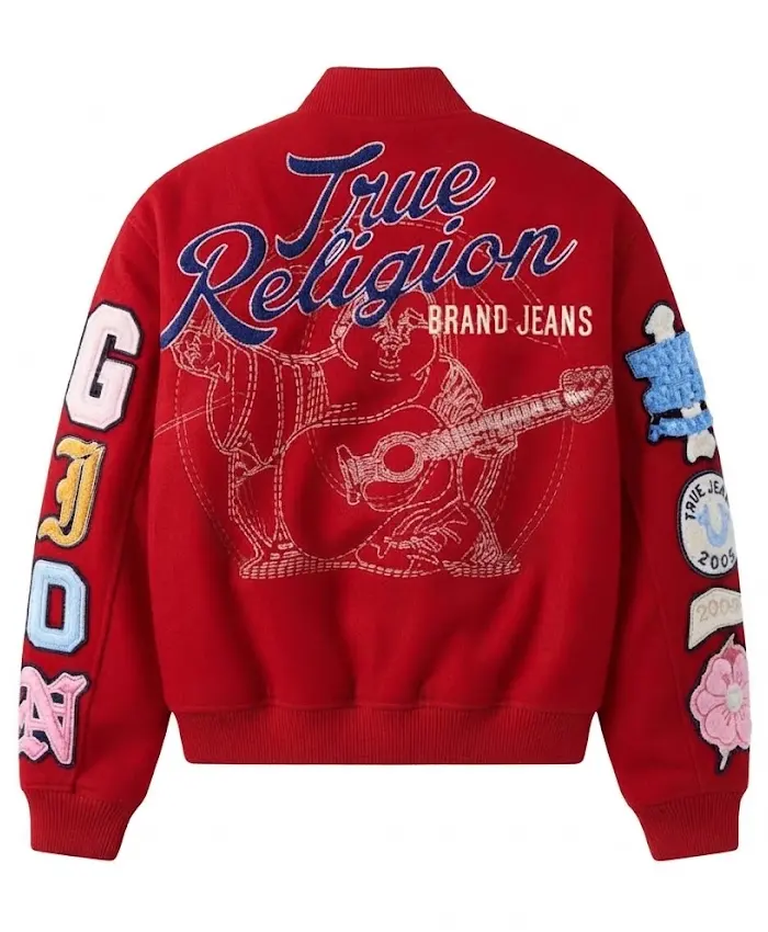 True Religion Embroidered Varsity Girlfriend Jacket