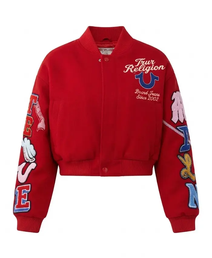 True Religion Embroidered Varsity Girlfriend Jacket