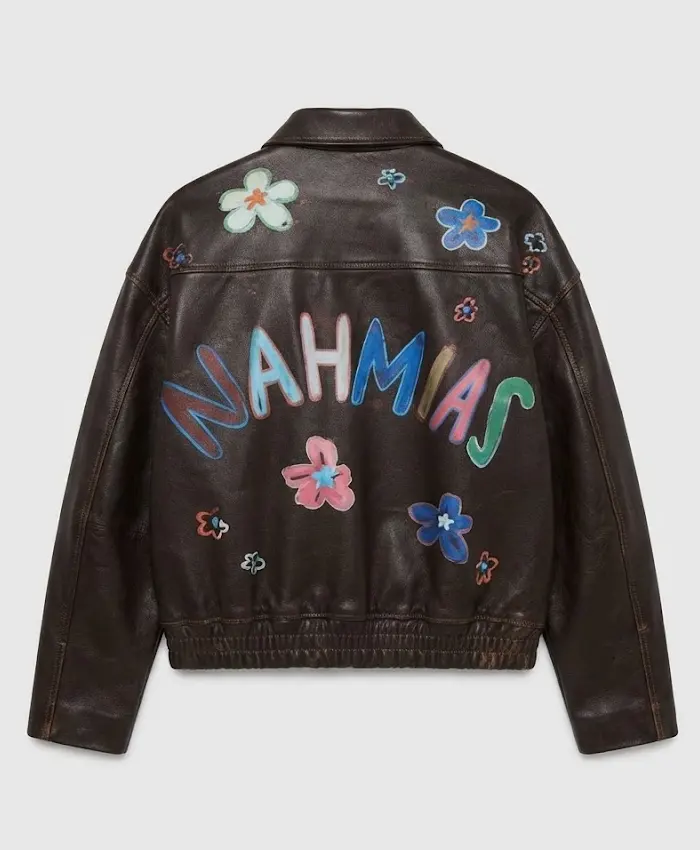 NAHMIAS PAINTED OVERSIZED LEATHER BOMBER JACKET