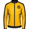X-Men Logo Yellow Leather Biker Jacket