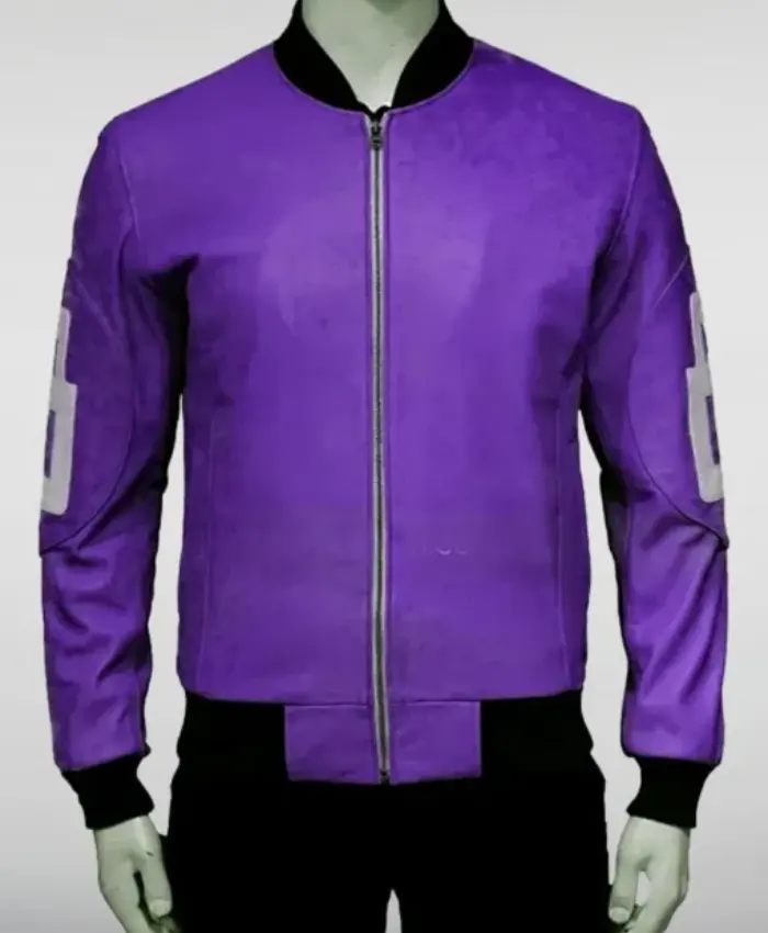 Unisex 8 Ball Purple Bomber Leather Jacket