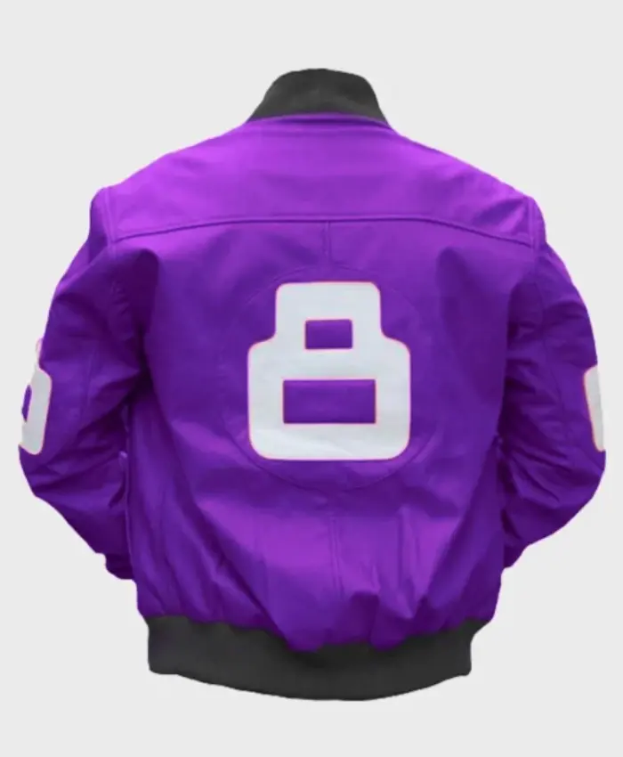 Unisex 8 Ball Purple Bomber Leather Jacket
