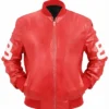 Unisex 8 Ball Pink Bomber Leather Jacket