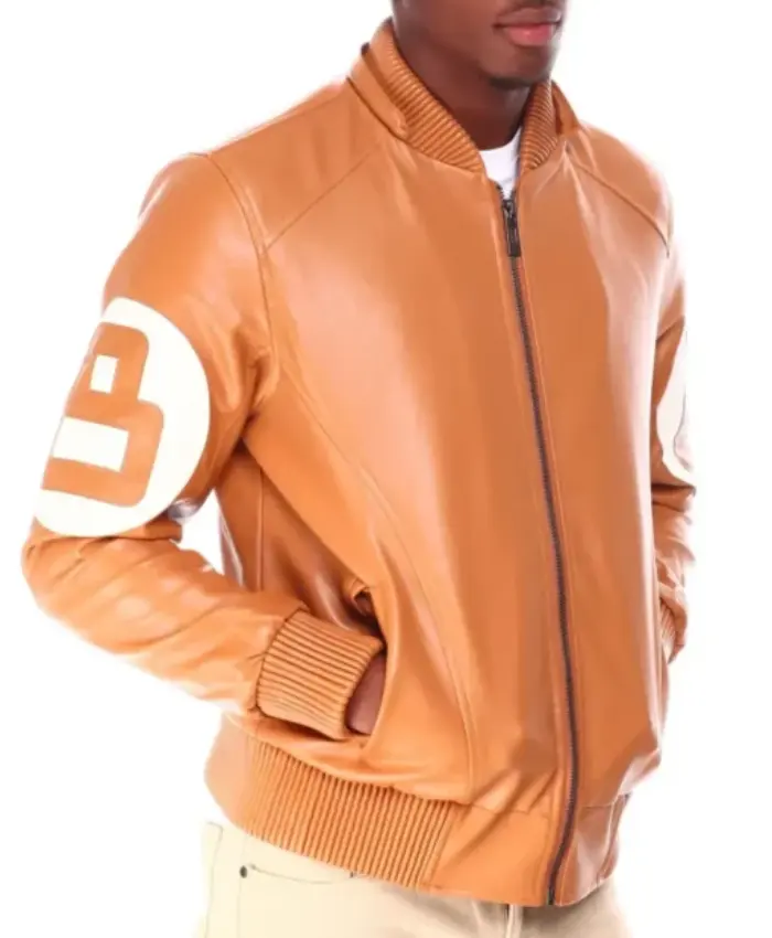 Unisex 8 Ball Orange Fur Hooded Leather Jacket