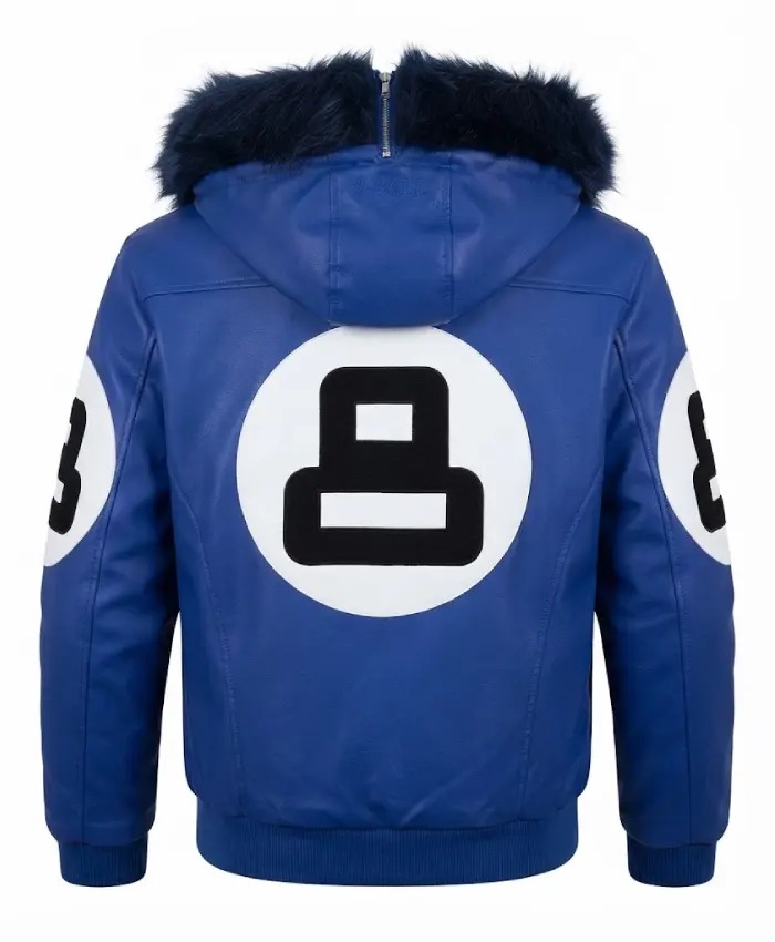 Unisex 8 Ball Multiple Colors Bomber Hooded Leather Jacket