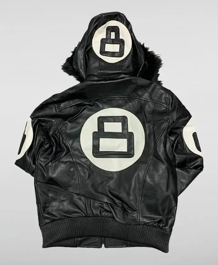 Unisex 8 Ball Multiple Colors Bomber Hooded Leather Jacket