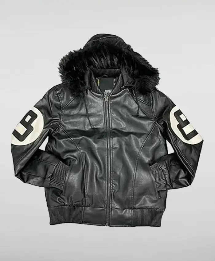 Unisex 8 Ball Multiple Colors Bomber Hooded Leather Jacket