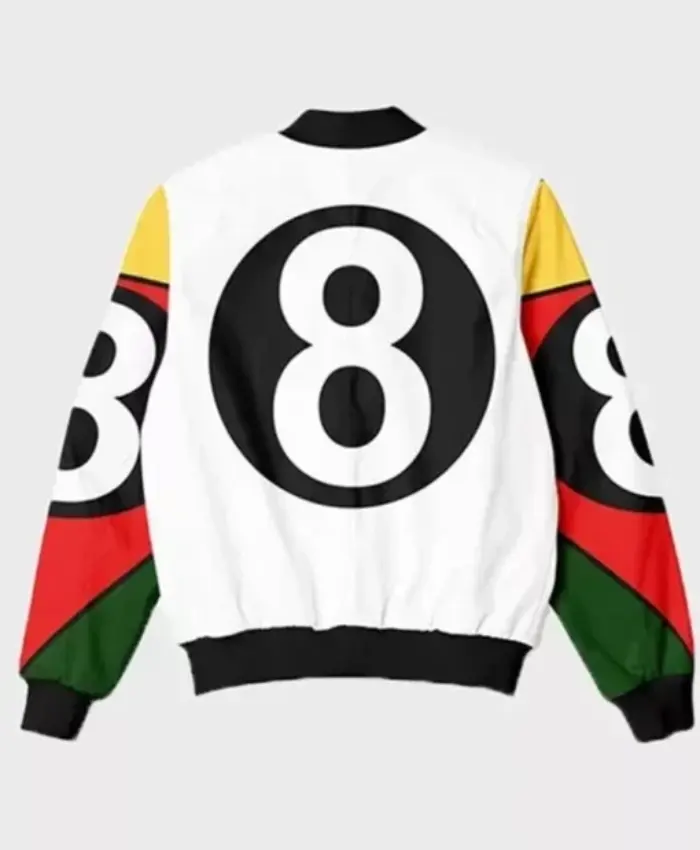 8 Ball 90s Style White Bomber Jacket