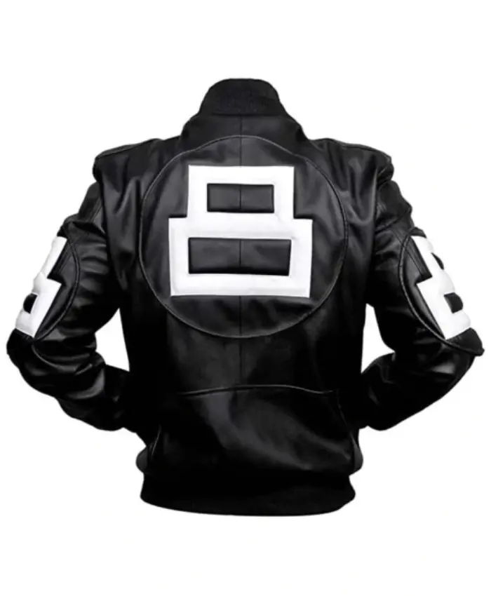 Men’s 8 Ball Bomber Black Leather Jacket