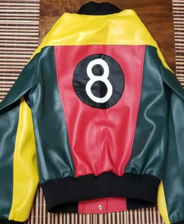 Womens 8 Ball Pool Bomber Leather Jacket