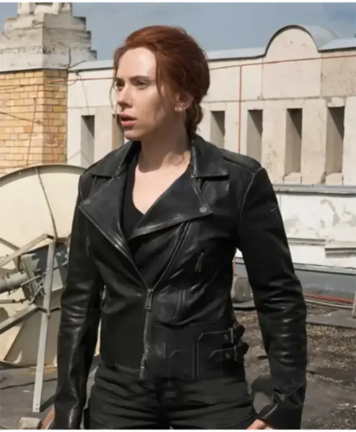 Black Widow 2021 Natasha Romanoff Biker Leather Jacket