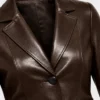 Women's Dark Brown Two Button Leather Blazer