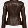 Women's Dark Brown Two Button Leather Blazer