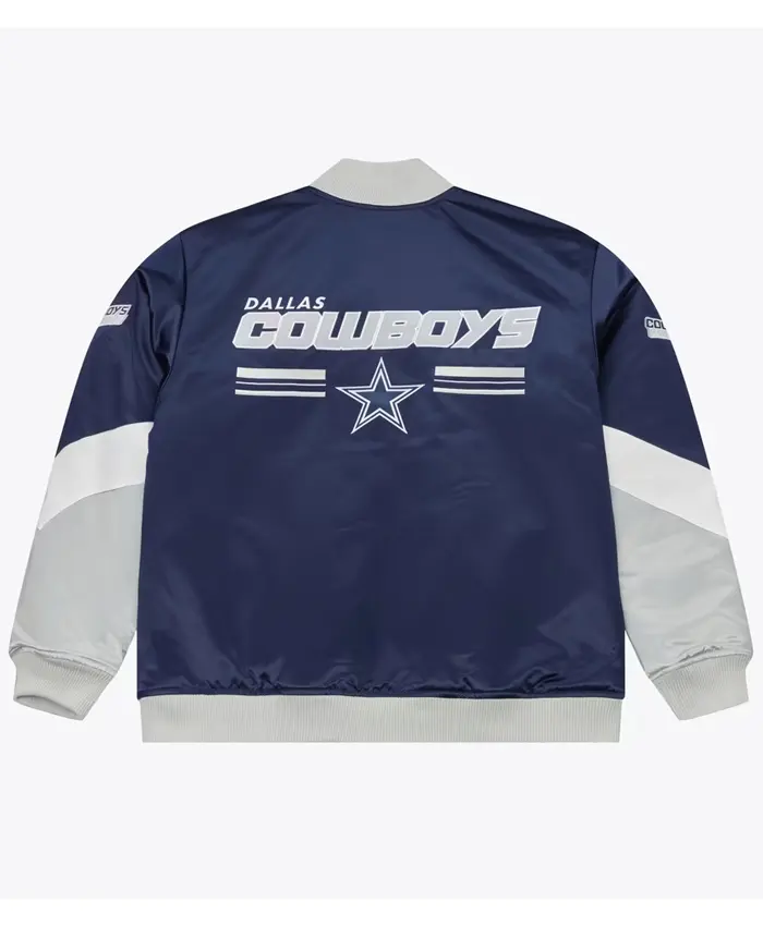 Dallas Cowboys Triple Check Heavyweight Navy Satin Jacket