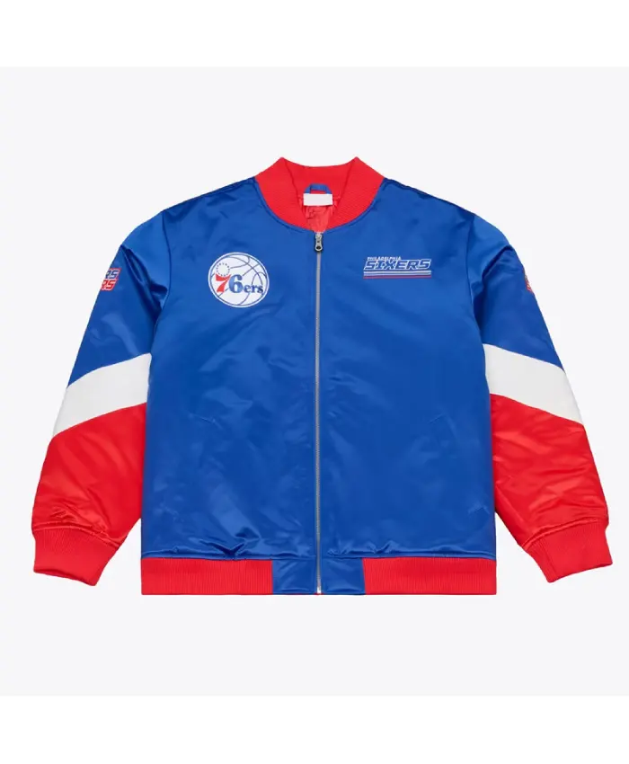 Philadelphia 76ers Triple Check Heavyweight Satin Jacket
