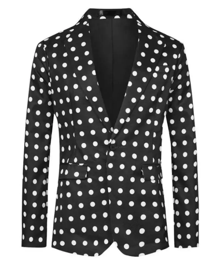 Men 2026 Black Polka Dot Blazer
