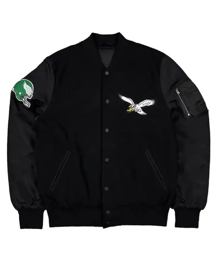 Philadelphia Eagles Ma-1 Black Varsity Jacket