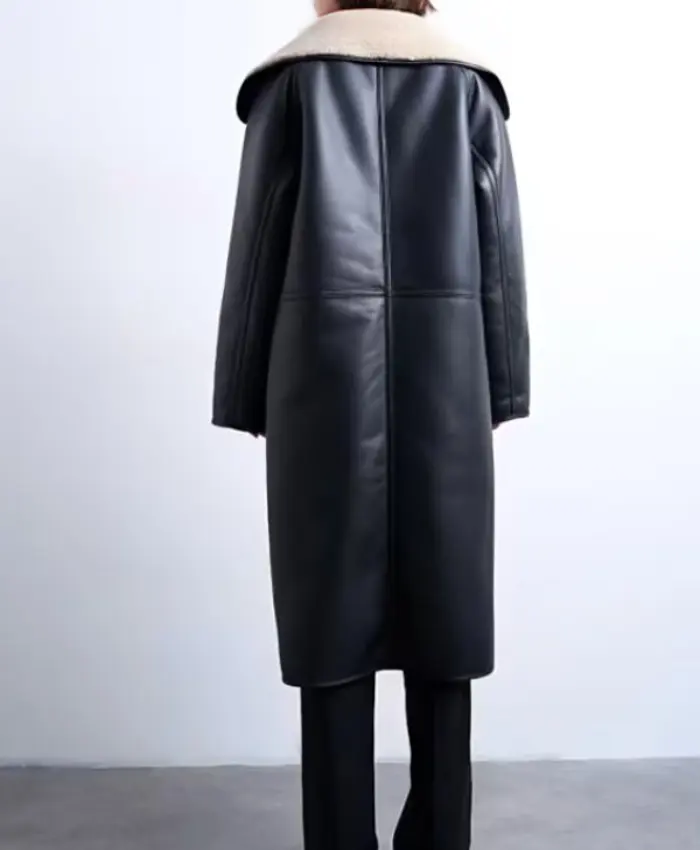 Ted Lasso S4 Tracey Ullman Black Longline Leather Coat