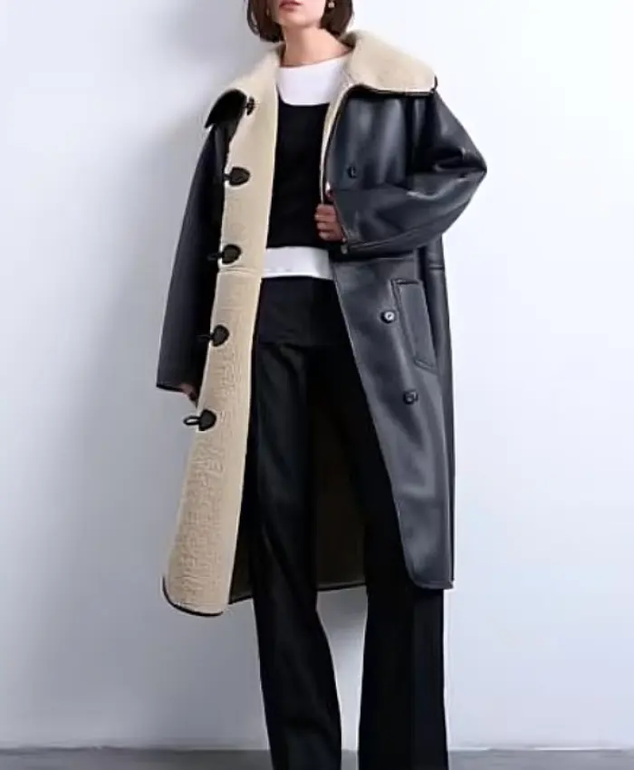 Ted Lasso S4 Tracey Ullman Black Longline Leather Coat