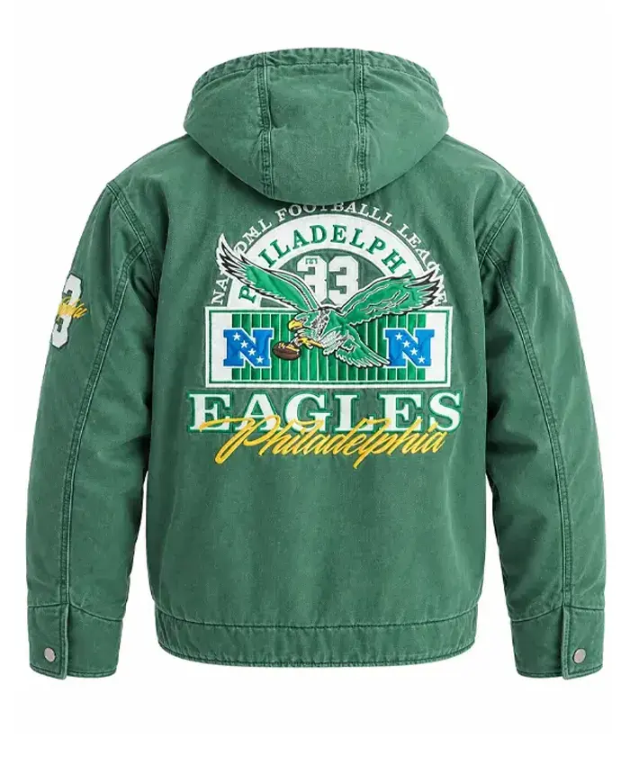 Philadelphia Eagles Hooded Green Bomber Jacket - Image 2