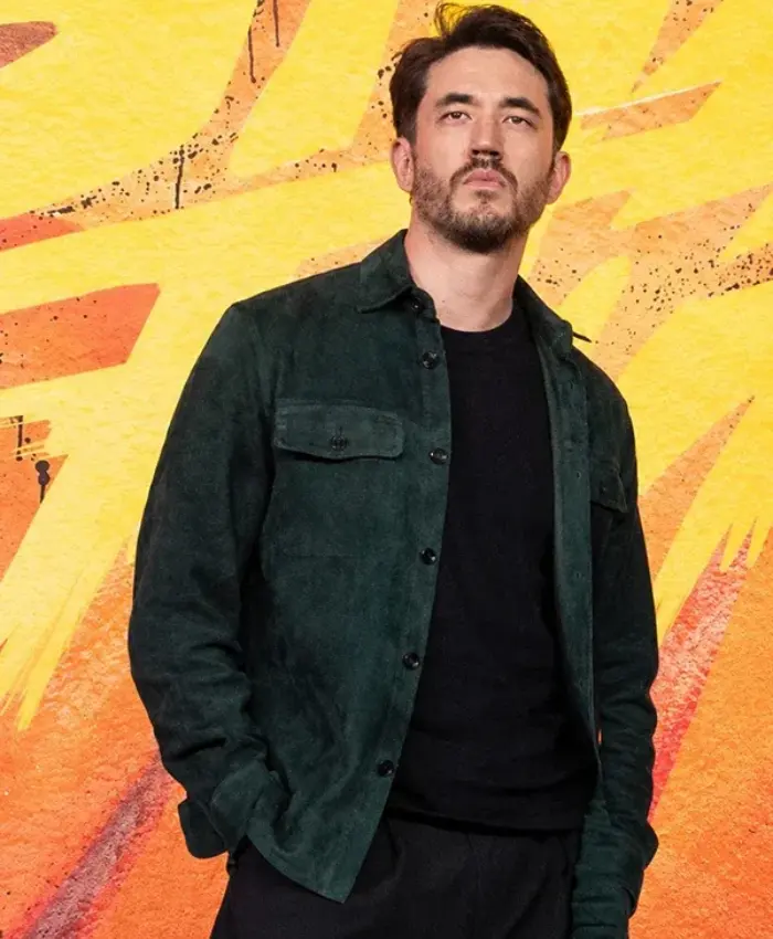 Andrew Koji Photocall Street Fighter Green Jacket