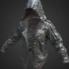 PUBG Mens Black Leather Hoodie Jacket