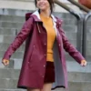 A Rainy Day In New York Selena Gomez Purple Hooded Coat
