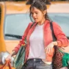 A Rainy Day In New York Selena Gomez Orange Satin Jacket