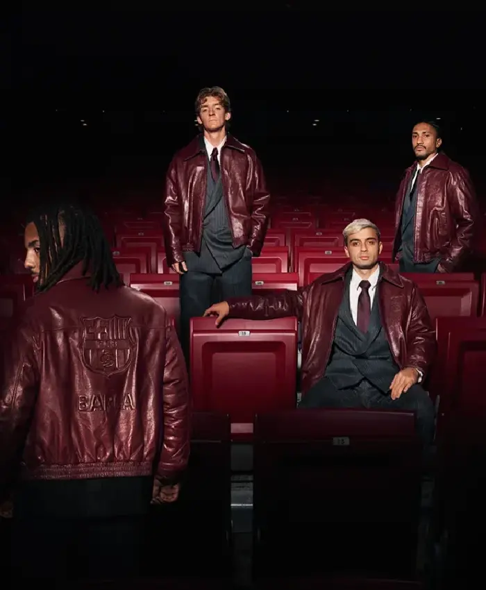 FC Barcelona Burgundy Leather Jacket
