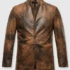 Marshals S02 Brown Washed Leather Blazer