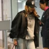 Jessica Alba LA Airport Oversized Leather Jacket