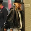 Jessica Alba LA Airport Oversized Leather Jacket