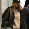 Jessica Alba LA Airport Oversized Leather Jacket