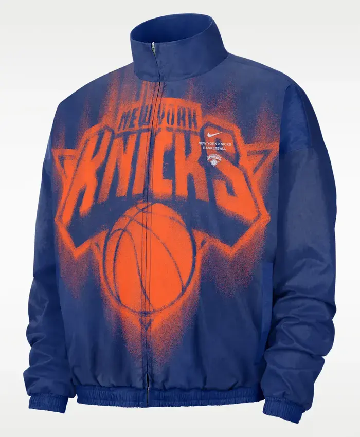New York Knicks Nike Blue Woven Basketball Jacket