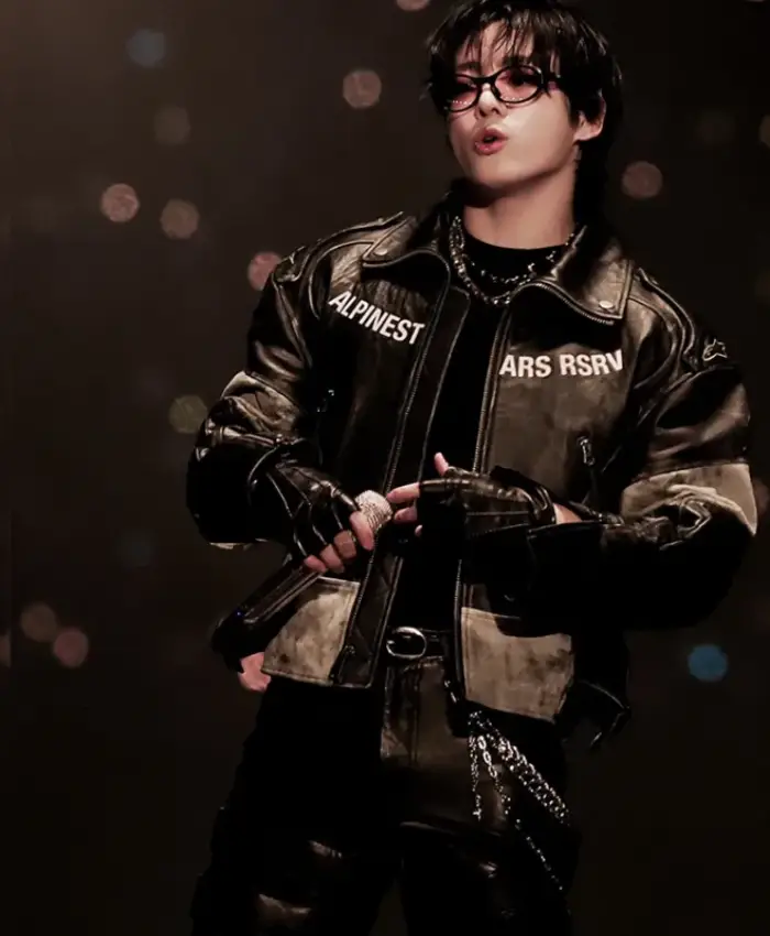 BTS Jungkook Arirang Tour Brown Leather Jacket