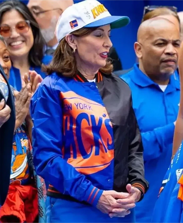 New York Knicks Championship Victory Parade Kathy Hochul Varsity Jacket