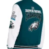 Playoffs Philadelphia Eagles Full Snap Green and White Jacket