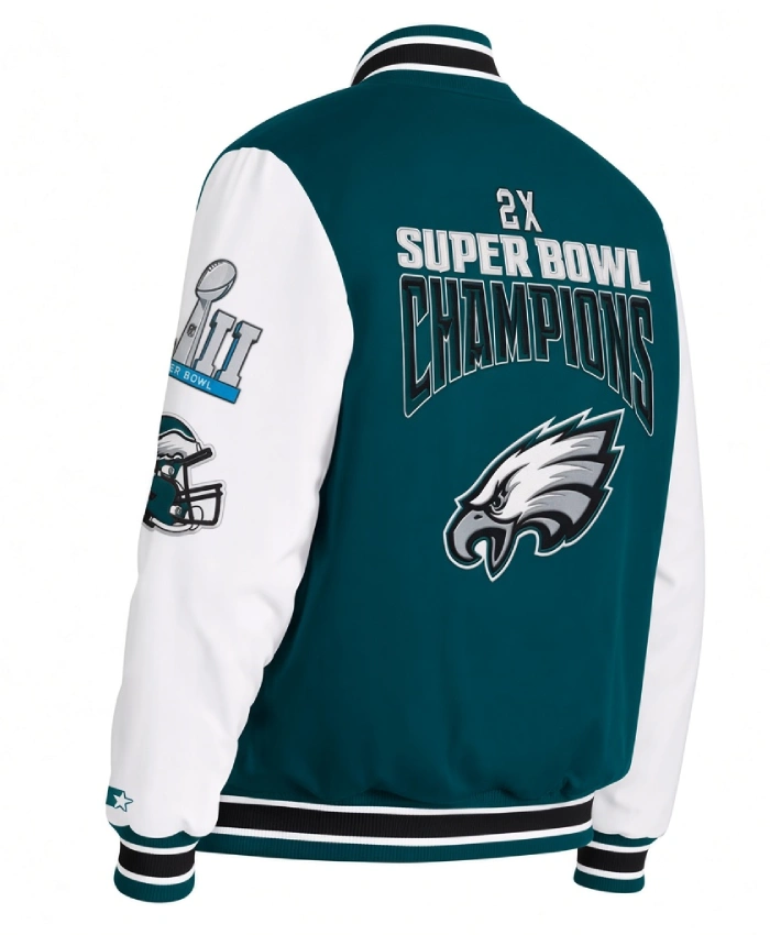 Playoffs Philadelphia Eagles Full Snap Green and White Jacket