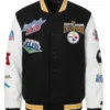Playoffs Pittsburgh Steelers Full Snap Black and White Varsity Jacket