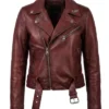 RE9 Claire Redfield Burgundy Leather Jacket For Women 