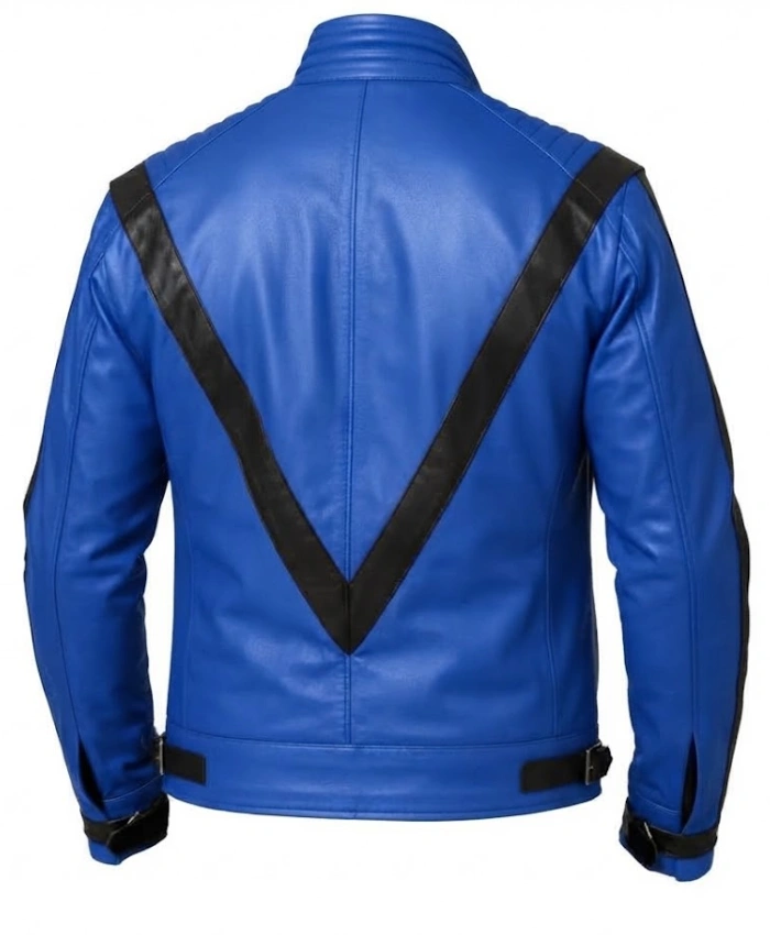 Shop Michael Jackson White Thriller Blue Leather Jacket